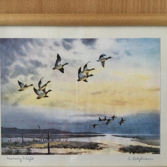 Small art print pencil signed titled framed T. Eaton Co Canada goose flying - Picture 2 of 7
